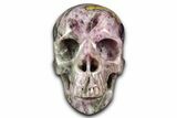 Realistic, Brecciated Banded Purple Fluorite Skull #382154-2